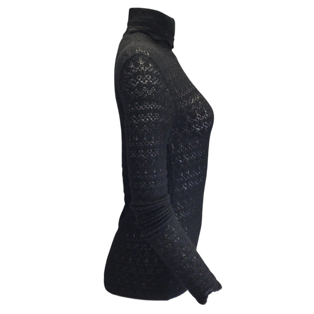 RALPH LAUREN COLLECTION BLACK LONG SLEEVED TURTLENECK CASHMERE AND SILK KNIT SWE - Picture 2 of 4